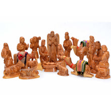 Load image into Gallery viewer, 20-Piece Handcrafted Olive Wood Nativity Set