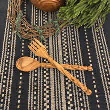 Load image into Gallery viewer, Customer's Handcrafted Olive Wood Spiral Salad Set