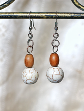 Load image into Gallery viewer, Alternate Sea Foam Howlite White Turquoise Earrings
