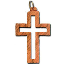 Load image into Gallery viewer, Olive Wood Etched Latin Cross Cutout Necklace
