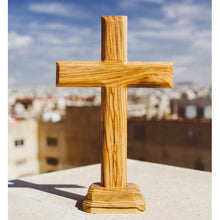 Load image into Gallery viewer, Olive Wood Latin Cross with Stand