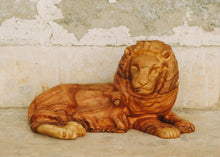 Load image into Gallery viewer, Laying Lion and Lamb Olive Wood Carving