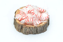 Load image into Gallery viewer, Natural Bark Olive Wood Dish with Peppermints