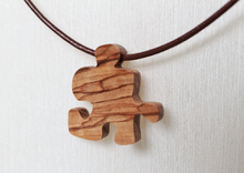 Load image into Gallery viewer, Alternate Olive Wood Puzzle Piece Necklace