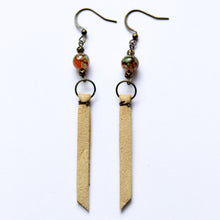 Load image into Gallery viewer, Saddle Up Brushed Leather Dangle Earrings, Warm Cream
