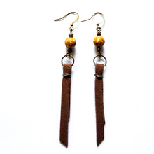Load image into Gallery viewer, Saddle Up Brushed Leather Dangle Earrings, Sable Brown
