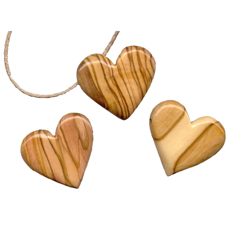 Handmade Olive Wood Heart Necklace