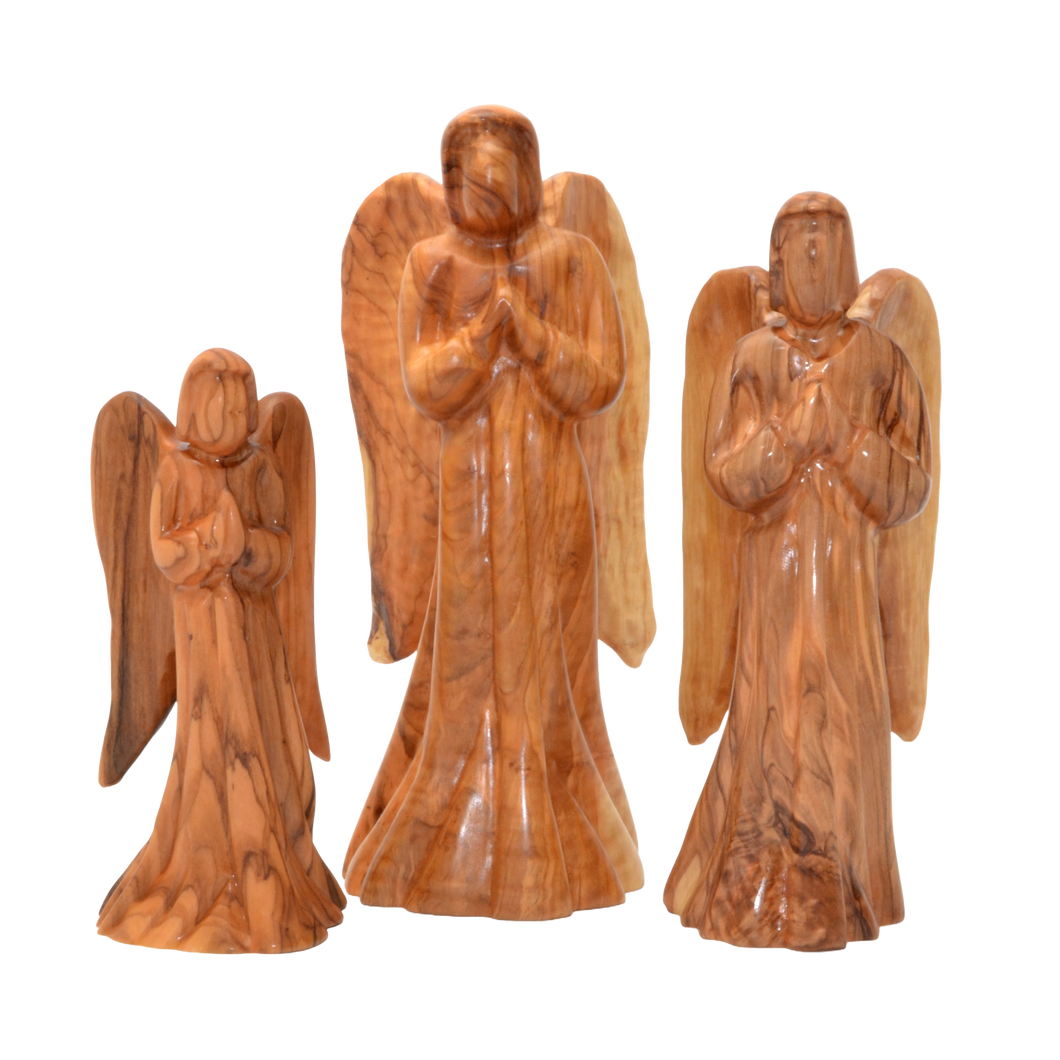 Handmade Olive Wood Praying Angel Figures