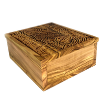 Load image into Gallery viewer, Handmade Olive Wood Decorative Keepsake Box - Aladdin&#39;s Treasure Design
