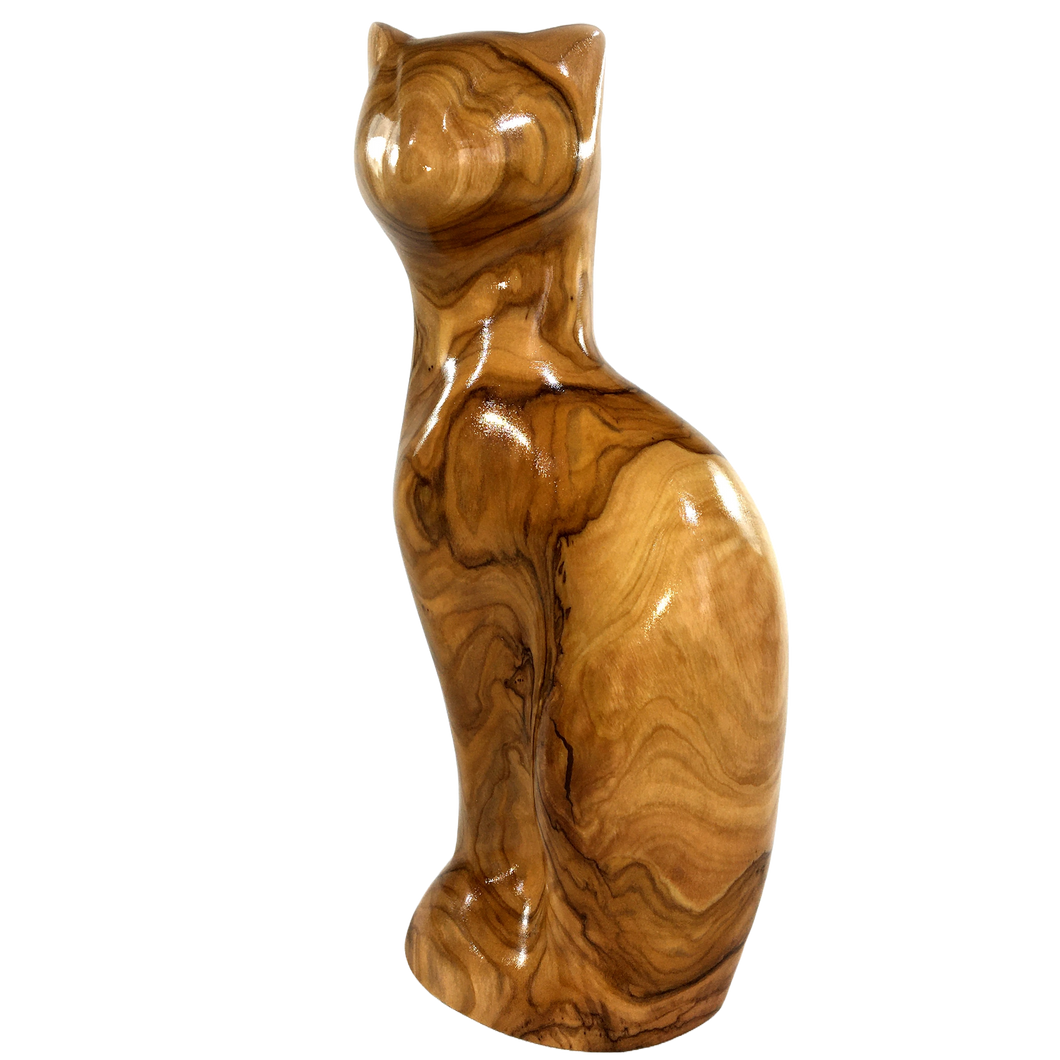 Olive Wood Cat Carving