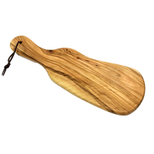 Load image into Gallery viewer, Handcrafted Olive Wood Cheese Board &amp; Spreader
