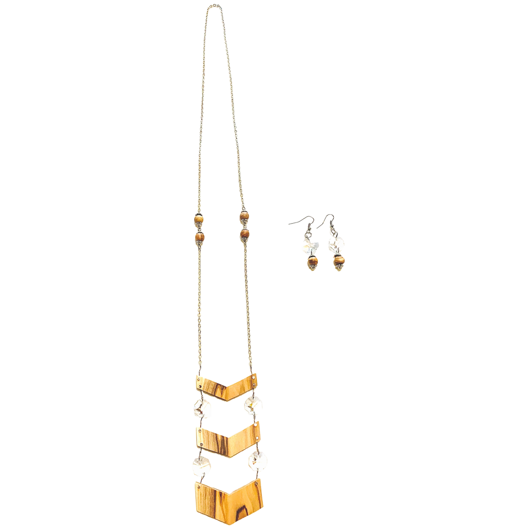 Crystal Clear Chevron Necklace and Earrings