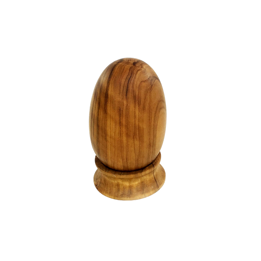 Handcrafted Olive Wood Easter Egg with Olive Wood Stand