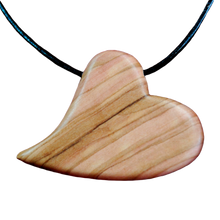 Load image into Gallery viewer, Handmade Olive Wood Heart Pendant Necklace
