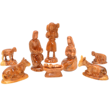 Load image into Gallery viewer, Handcrafted Olive Wood Nativity Set (9-Piece)
