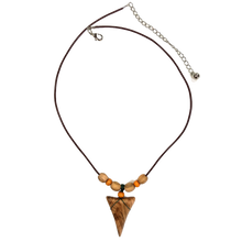 Load image into Gallery viewer, Olive Wood Shark Tooth Necklace - With Olive Wood Beads
