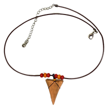 Load image into Gallery viewer, Olive Wood Shark Tooth Necklace
