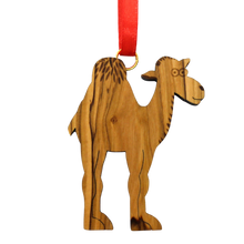 Load image into Gallery viewer, Olive Wood Camel Christmas Ornament
