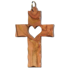 Load image into Gallery viewer, Olive Wood Latin Cross Keychain
