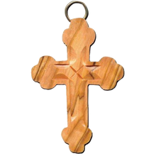 Load image into Gallery viewer, Olive Wood Budded Cross Keychain
