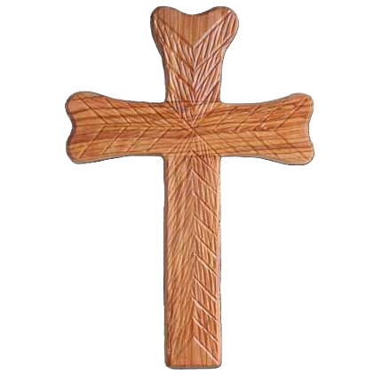 Olive Wood Hope Wall Cross - Fully Engraved