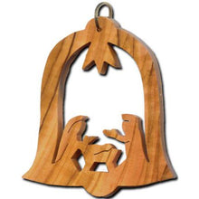 Load image into Gallery viewer, Former Olive Wood Holy Family in Bell Ornament
