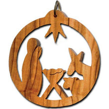 Load image into Gallery viewer, Former Olive Wood Holy Family in Circle Ornament
