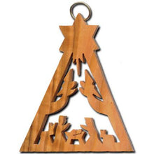 Load image into Gallery viewer, Former Olive Wood Holy Family in Star Ornament

