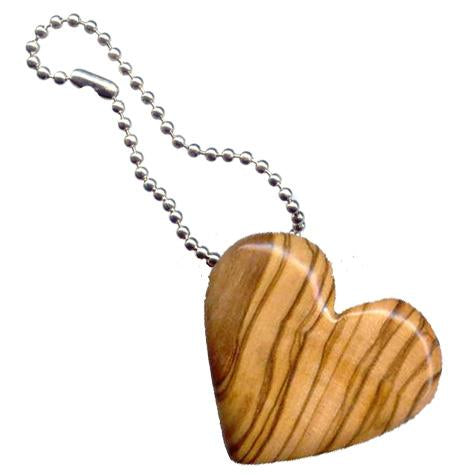 Olive Wood Heart Keychain