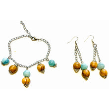 Load image into Gallery viewer, Blue Lagoon Jade Earrings and Bracelet Set
