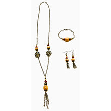Load image into Gallery viewer, Bronze Breeze Porcelain Necklace, Earring and Bracelet Set
