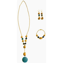 Load image into Gallery viewer, Blue Horizon Agate Necklace, Earrings and Bracelet Set
