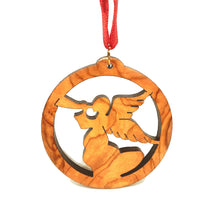 Load image into Gallery viewer, Herald Angel in Circle Olive Wood Ornament
