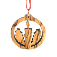 Load image into Gallery viewer, Olive Wood Candle in Holly Ornament
