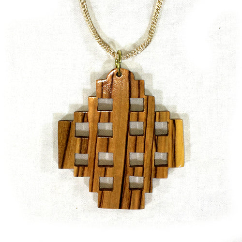 Exotic Bocote Christian Wood Cross Necklace with Leather Cord