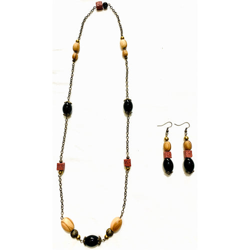 Lavish Lava Onyx Necklace and Earrings Set