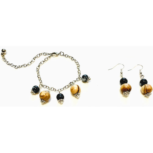 Moon Shadow Obsidian Earring and Bracelet Set