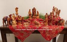Load image into Gallery viewer, Customer 17-Piece Handmade Olive Wood Nativity Set
