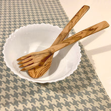 Load image into Gallery viewer, Handcrafted Olive Wood Straight Salad Set in Bowl
