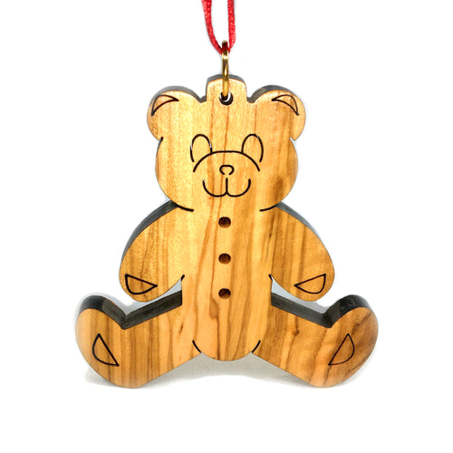 Olive Wood Teddy Bear Sitting Ornament