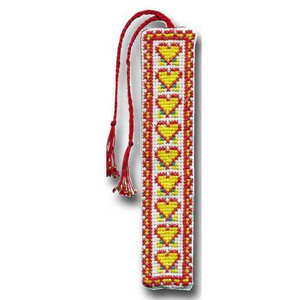 Hand Stitched From the Heart Bookmark - Yellow and Red