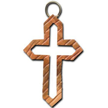 Load image into Gallery viewer, Olive Wood Angled Latin Cross with Cross Cutout  Ornament (Etched)
