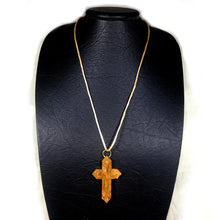 Load image into Gallery viewer, Olive Wood Angled Latin Cross Necklace
