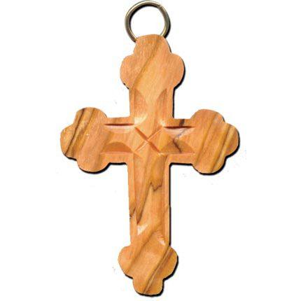Olive Wood Budded Cross Necklace