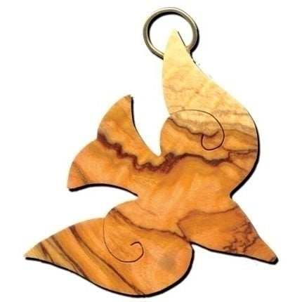 Olive Wood Scrolled Peace Dove Ornament