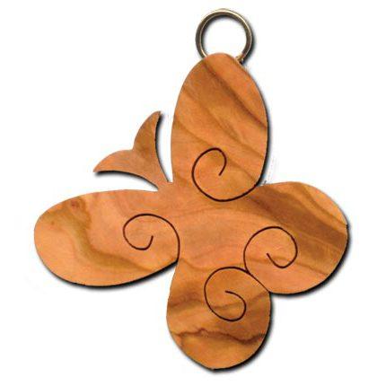 Olive Wood Scrolled Butterfly Necklace