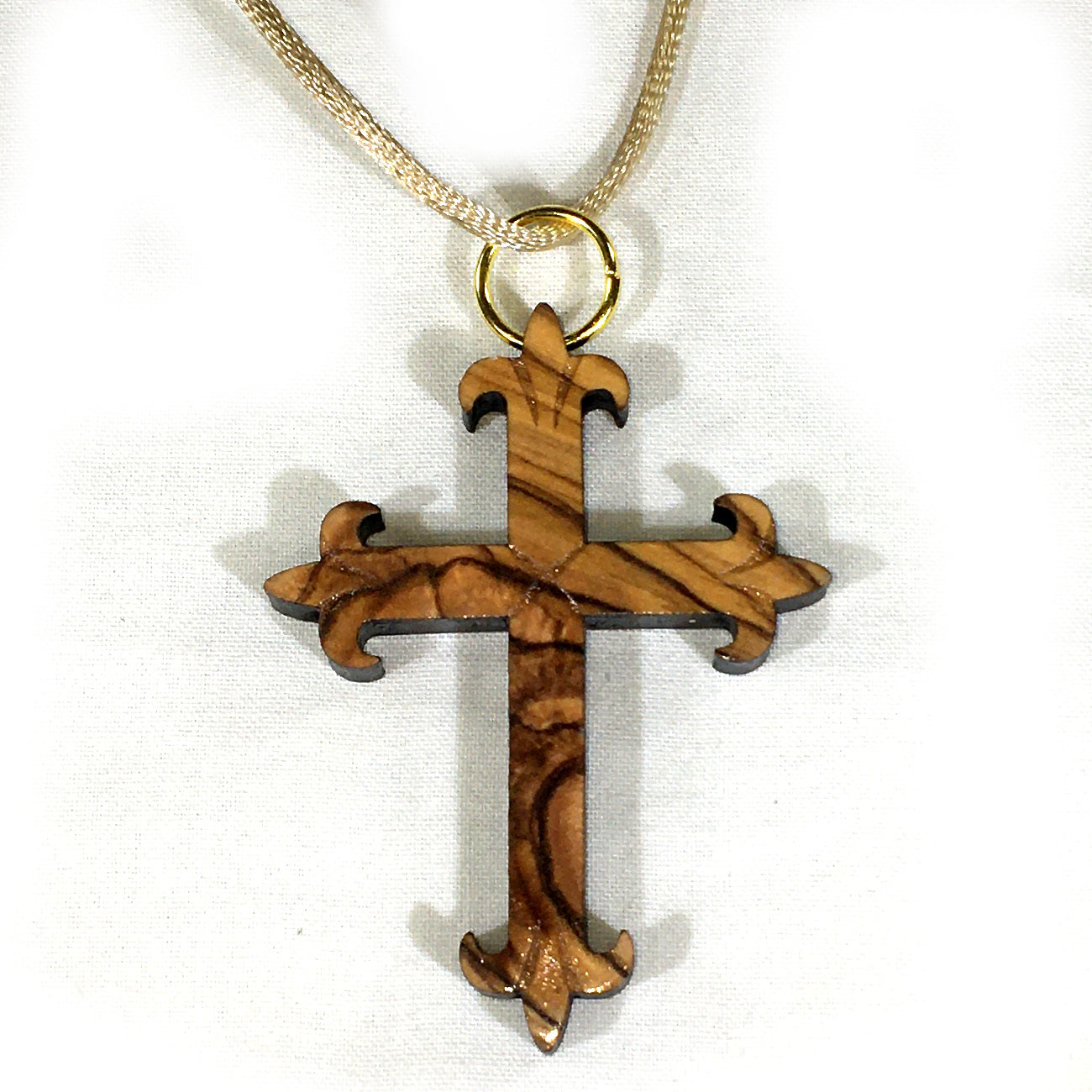 Olive Wood Fleur de Lis Cross Necklace – Holy Land Designs