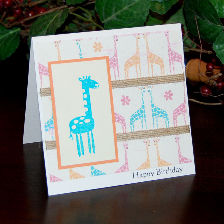 Handmade Giraffe Birthday Card
