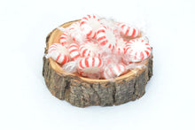 Load image into Gallery viewer, Natural Bark Olive Wood Dish with Peppermints
